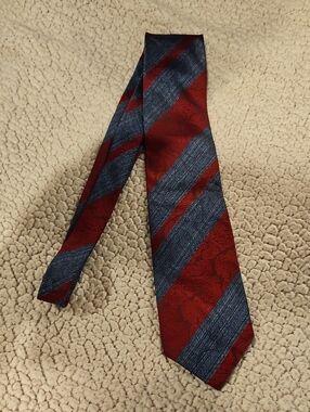 Italo Ferretti Red and Blue Striped Silk Tie